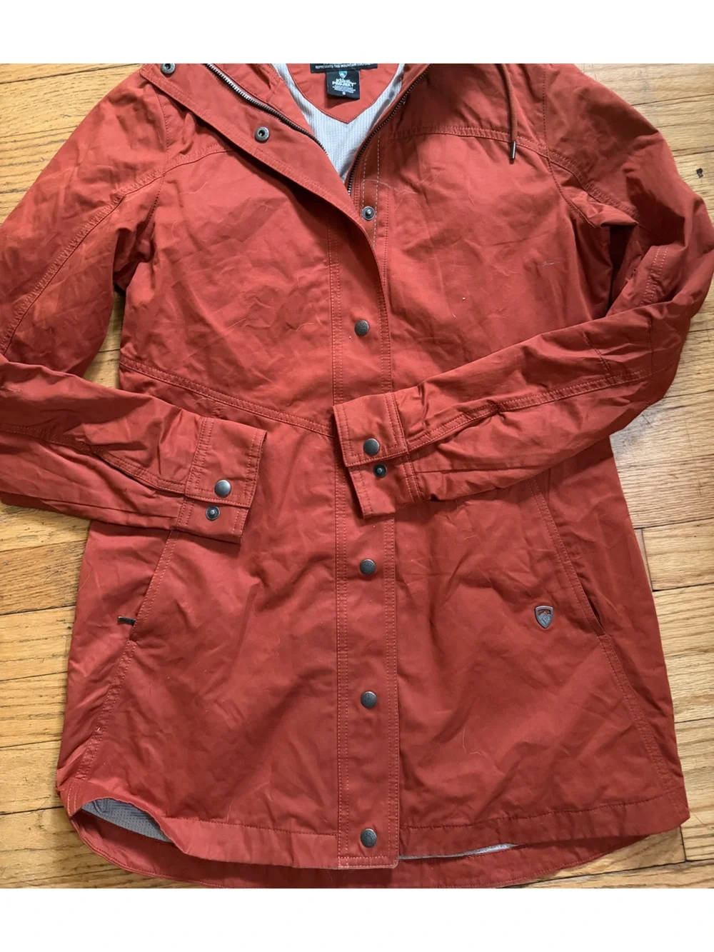 Kuhl Women’s Burnt Orange Hooded Raincoat Small